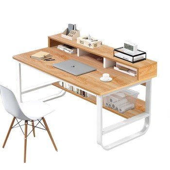Γραφείο ArteLibre ALECTORIS Καφέ/Λευκό MDF/Μέταλλο 100x60x73cm Γραφείο ArteLibre ALECTORIS Καφέ/Λευκό MDF/Μέταλλο 100x60x73cm