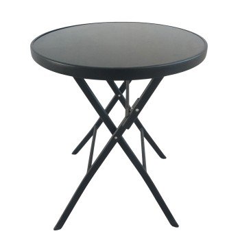 Τραπέζι Μεταλλικό ArteLibre Πτυσσόμενο TAURUS Μαύρο Φ60x70cm