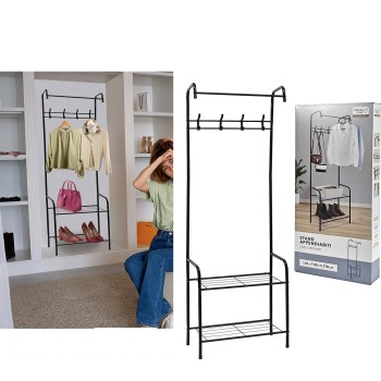 Κρεμάστρα Δαπέδου Μαύρο Μέταλλο 61x30x170cm Κρεμάστρα Δαπέδου Μαύρο Μέταλλο 61x30x170cm