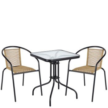 Σετ Τραπεζαρία Κήπου ArteLibre MARS Μαύρο/Φυσικό Rattan/Γυαλί/Μέταλλο Με 2 Πολυθρόνες 14990517 Σετ Τραπεζαρία Κήπου ArteLibre MARS Μαύρο/Φυσικό Rattan/Γυαλί/Μέταλλο Με 2 Πολυθρόνες 14990517