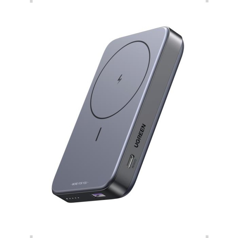 Power Bank 10000mAh PD 20W UGREEN PB206 15086, με Ασύρματη Φόρτιση Magnetic, 2 Θέσεων Γκρί