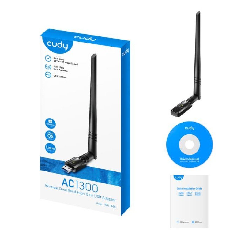 Ασύρματη Κάρτα Δικτύου USB 3.0 Cudy WU1400 AC1300