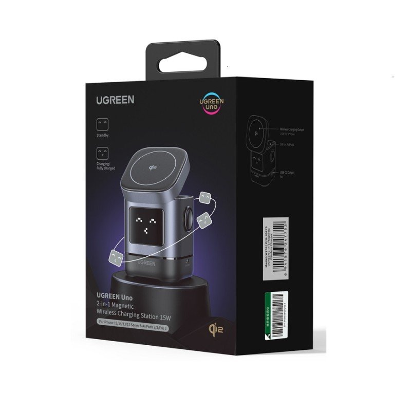 Φορτιστής Σπιτιού 15W Qi2 UGREEN W709 45775 με Ασύρματη Φόρτιση Magnetic Γκρι