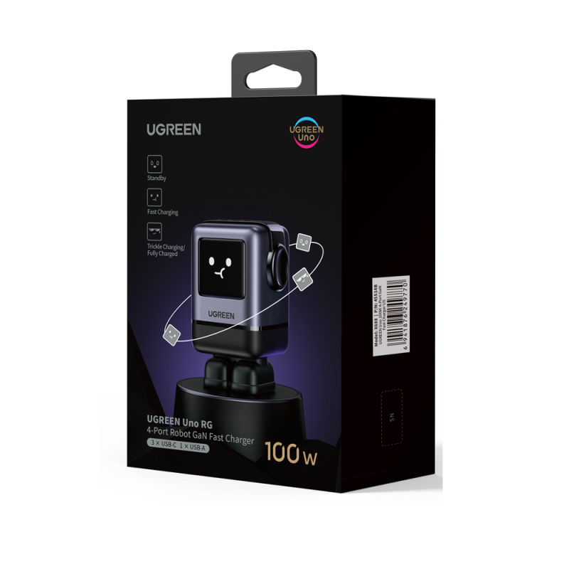 Φορτιστής Σπιτιού GaN PD 100W UGREEN X688 45515B 4 Θέσεων Γκρί