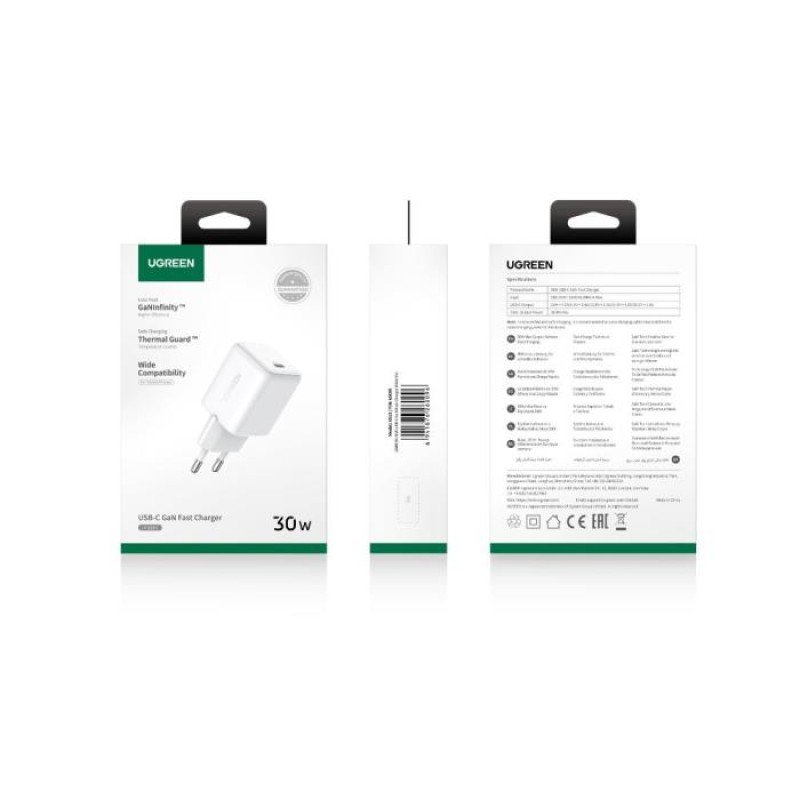 Φορτιστής Σπιτιού GaN PD 30W UGREEN X513 65009 1 Θέσης Λευκό