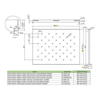 Σταθερό Ράφι Power On FS.W60-425 για Επιδαπέδια Καμπίνα Βάθους 600mm