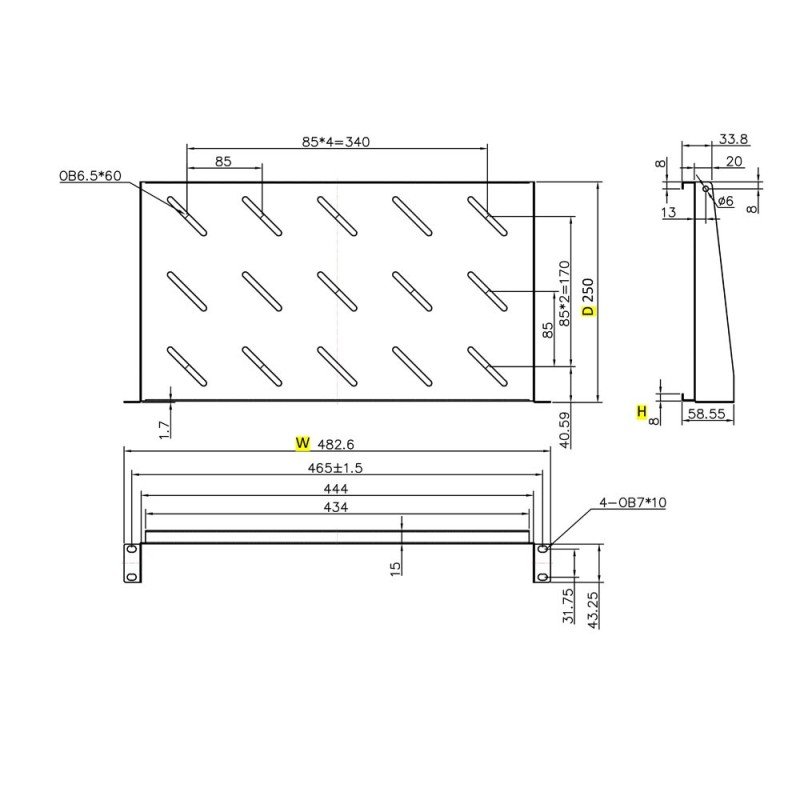 Ράφι Cantilever 1U Power On CS-1-250 Βάθους 250mm