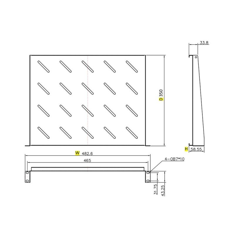 Ράφι Cantilever 1U Power On CS-1-350 Βάθους 350mm
