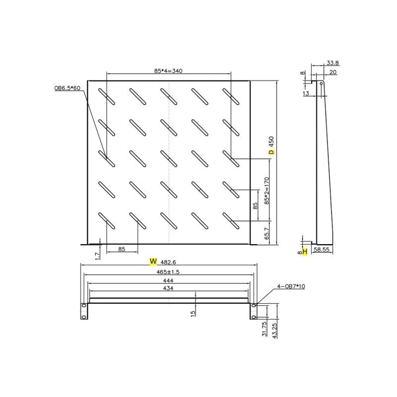 Ράφι Cantilever 1U Power On CS-1-450 Βάθους 450mm