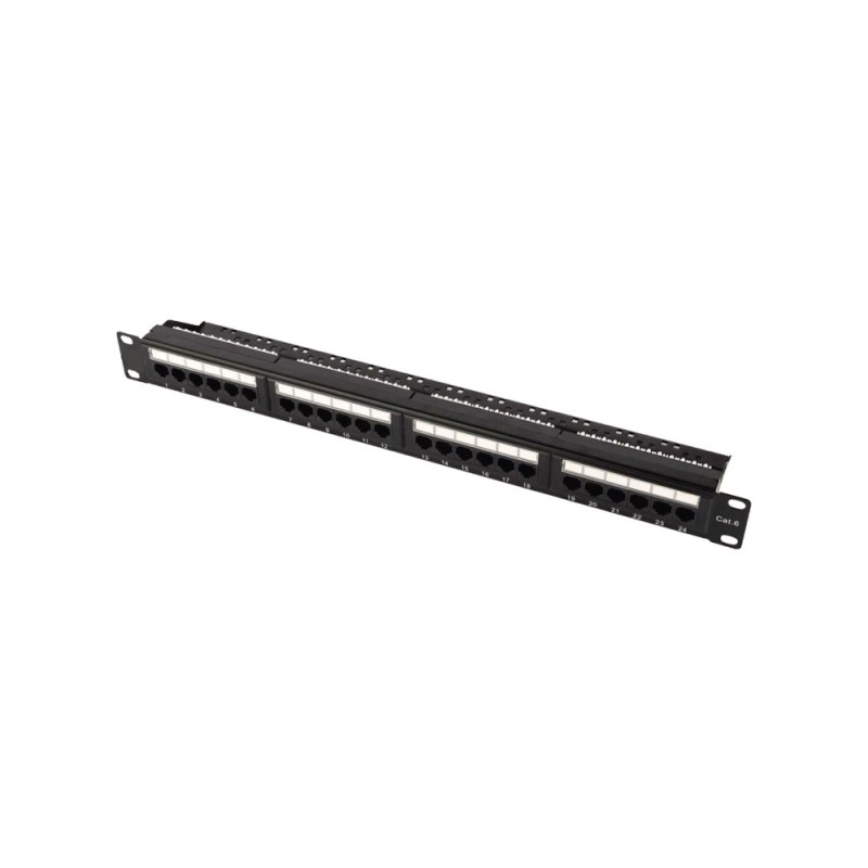 Patch Panel CAT6 24 Θέσεων 1U Power On PP-C6-U24 UTP με Βάση Στήριξης