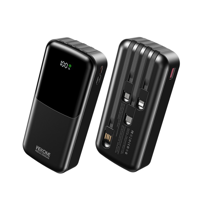 Power Bank 20000mAh PD 22,5W WK WP-66 2 Θέσεων, με καλώδιο USB-C/Lightning/Micro/USB Μαύρο
