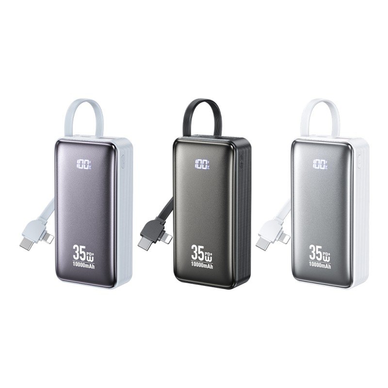 Power Bank 10000mAh PD 35W WK WP-61 2 Θέσεων, με καλώδιο USB-C/Lightning Λευκό