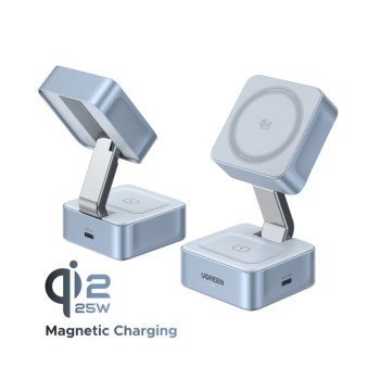 Φορτιστής Σπιτιού 25W Qi2 UGREEN W752 55960B με Ασύρματη Φόρτιση Magnetic Γκρι
