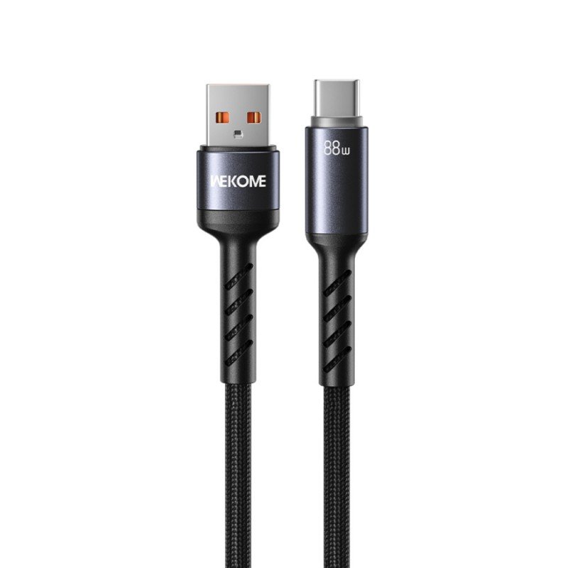 Καλώδιο Φόρτισης με LED WK WDC-C13a USB σε USB-C PD 88W 1.2m Μαύρο