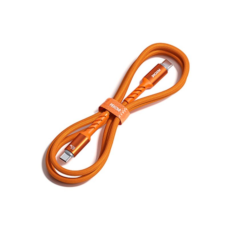 Καλώδιο Φόρτισης με LED WK WDC-C14 USB-C to USB-C PD 65W 1.2m Πορτοκαλί