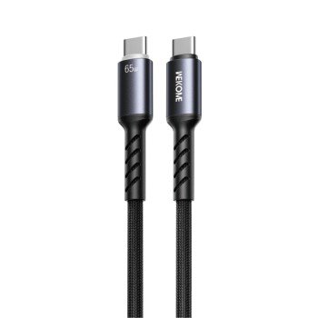 Καλώδιο Φόρτισης με LED WK WDC-C14 USB-C to USB-C PD 65W 1.2m Μαύρο