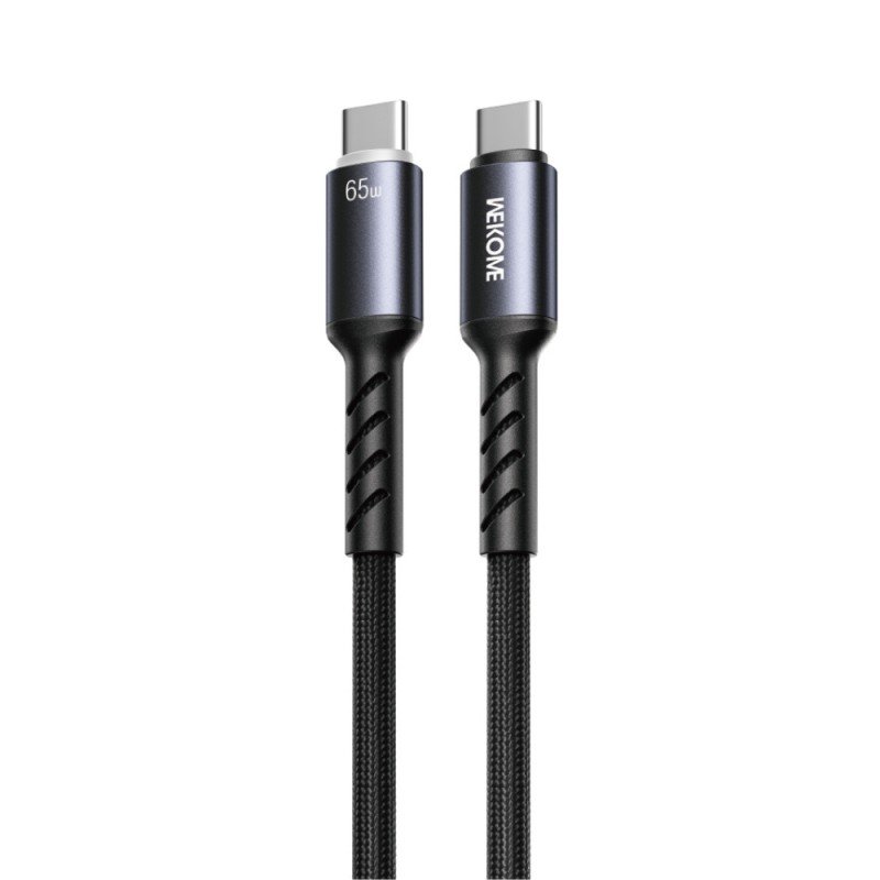 Καλώδιο Φόρτισης με LED WK WDC-C14 USB-C to USB-C PD 65W 1.2m Μαύρο