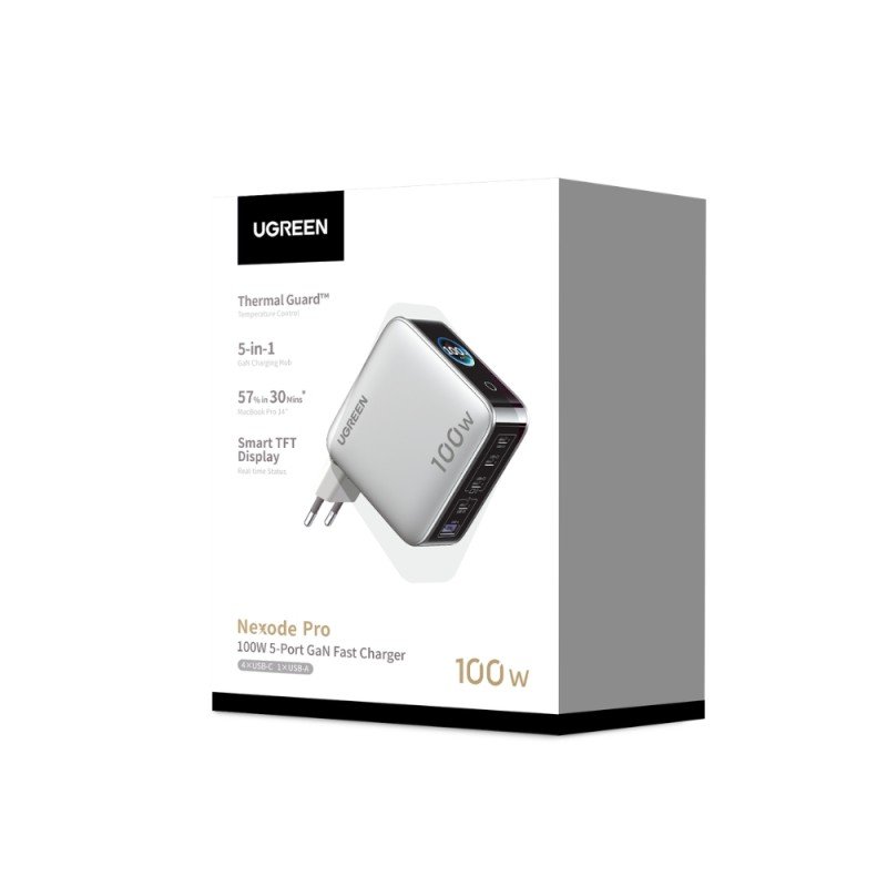 Φορτιστής Σπιτιού GaN PD 100W UGREEN X773 65620B 5 Θέσεων Γκρί