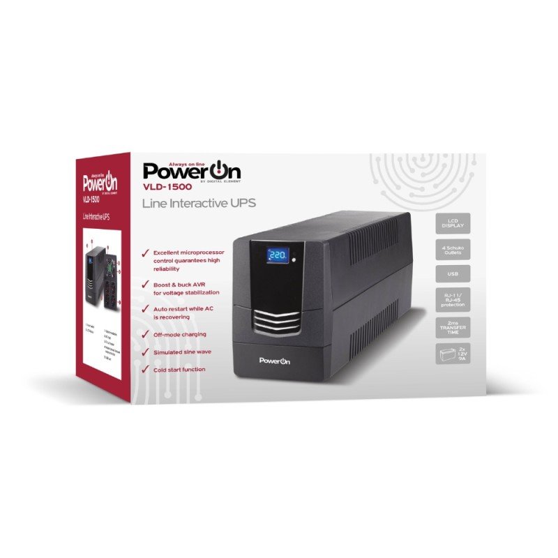 UPS Power On VLD-1500 Line Interactive 1500VA, με οθόνη