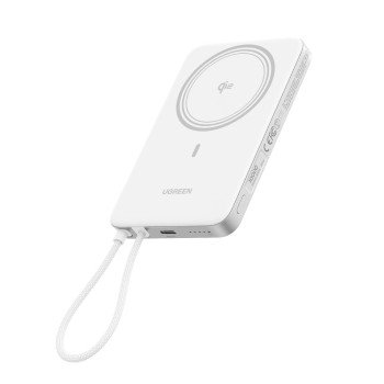 Power Bank 10000mAh 30W Qi2 UGREEN PB570 75983B με Ασύρματη Φόρτιση Magnetic και καλώδιο USB-C Λευκό