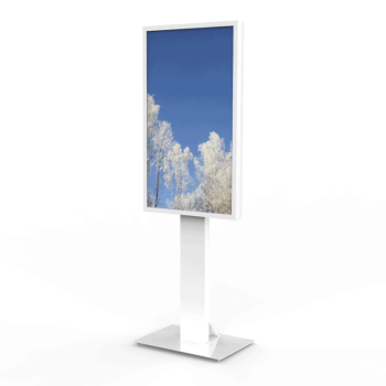HI-ND Floorstand Standard 55″ portrait with casing, (Samsung 55″ OM/QM/QB/QMC/QH series) White