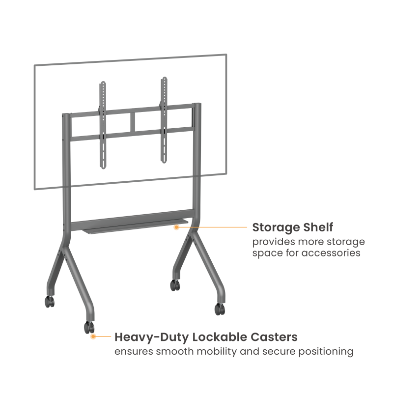Brateck SlimLift Heavy-Duty TV Cart (55"-90")