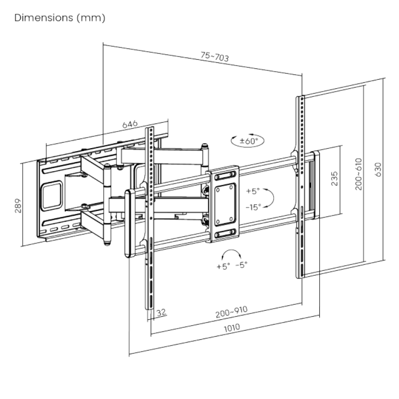 Brateck Heavy-Duty Full-Motion TV Wall Mount (60"-120")