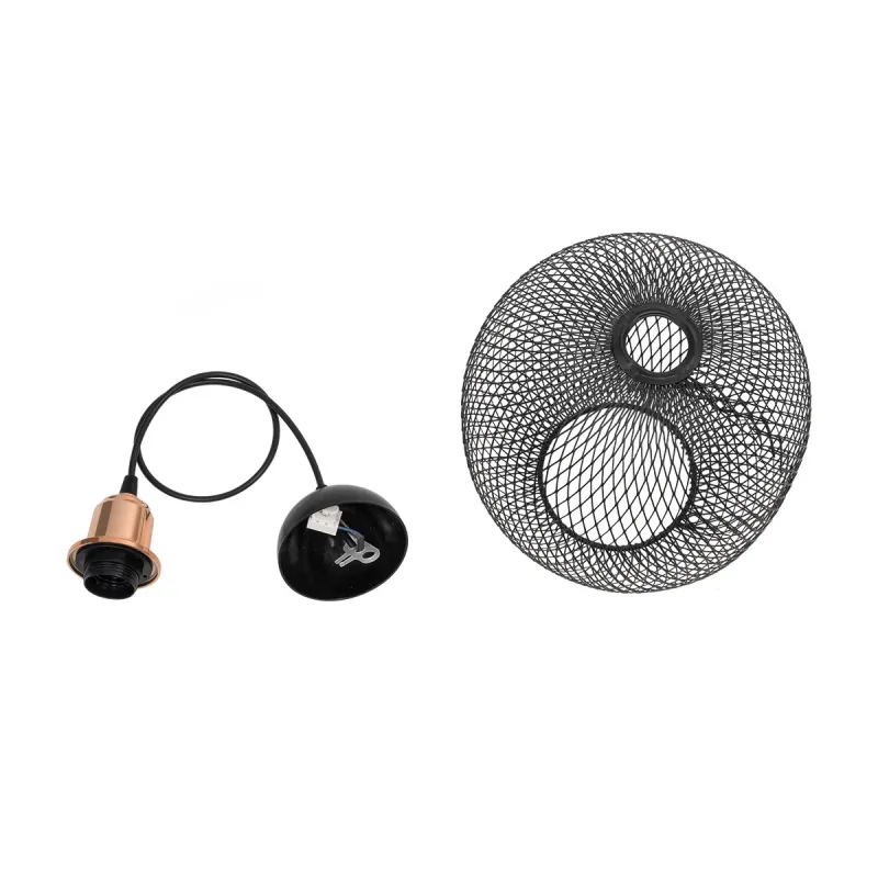 GLOBOSTAR® WIRE 203-0004 Μοντέρνο Κρεμαστό Φωτιστικό Οροφής με Ντουί 1 x E27 AC 220-240V IP20 - Μαύρο & Χάλκινο - Μ25 x Π25 x Υ30cm