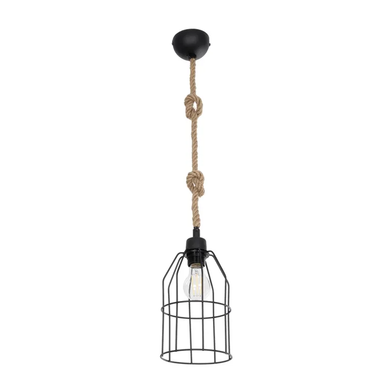 GLOBOSTAR® TALAH 203-0009 Vintage Κρεμαστό Φωτιστικό Οροφής με Ντουί 1 x E27 AC 220-240V IP20 - Μαύρο & Μπεζ - Μ15.5 x Π15.5 x Υ30cm