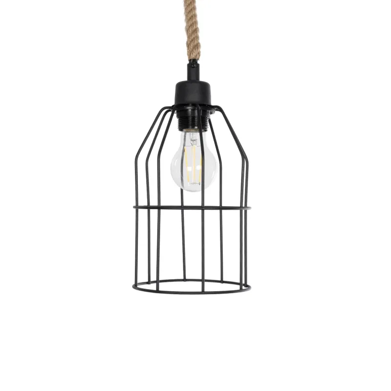 GLOBOSTAR® TALAH 203-0009 Vintage Κρεμαστό Φωτιστικό Οροφής με Ντουί 1 x E27 AC 220-240V IP20 - Μαύρο & Μπεζ - Μ15.5 x Π15.5 x Υ30cm