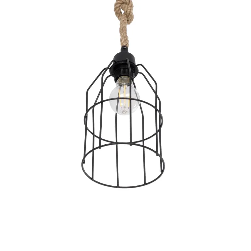 GLOBOSTAR® TALAH 203-0009 Vintage Κρεμαστό Φωτιστικό Οροφής με Ντουί 1 x E27 AC 220-240V IP20 - Μαύρο & Μπεζ - Μ15.5 x Π15.5 x Υ30cm