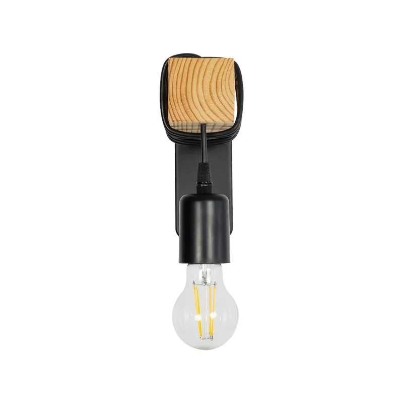 GLOBOSTAR® XYLO 203-0014 Μοντέρνο Φωτιστικό Τοίχου - Απλίκα με Ντουί 1 x E27 AC 220-240V IP20 - Μαύρο & Μπεζ - Μ18 x Π18 x Υ19cm