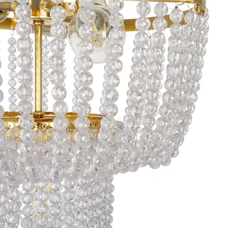 GLOBOSTAR® CRYSTAL 203-0028 Κλασικό Κρεμαστό Φωτιστικό Οροφής με Ντουί 3 x E27 AC 220-240V IP20 - Χρυσό & Διάφανο - Μ41 x Π41 x Υ40cm