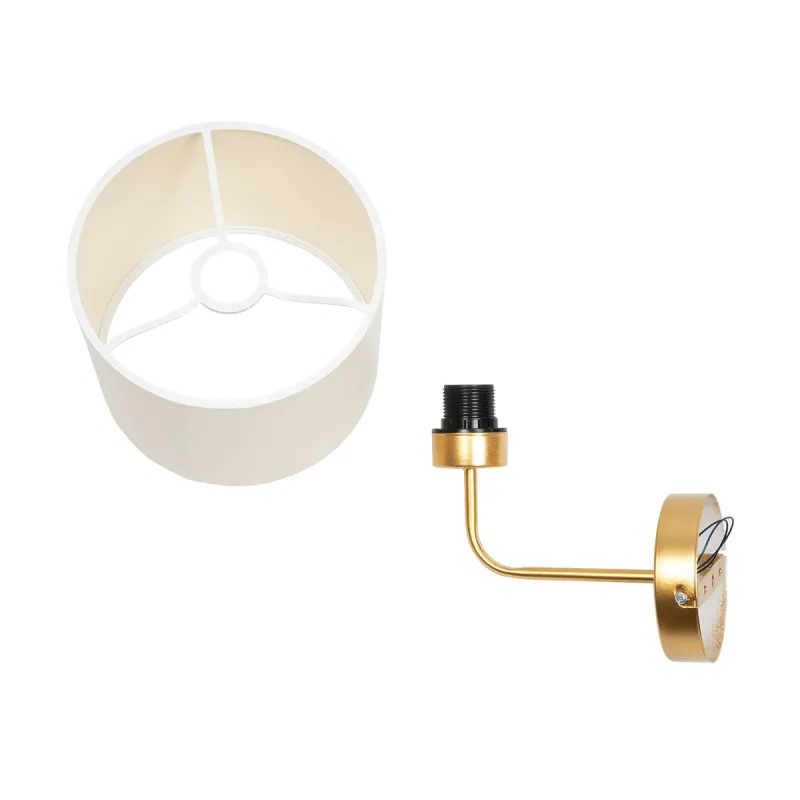 GLOBOSTAR® RALPH 203-0039 Vintage Φωτιστικό Τοίχου - Απλίκα με Ντουί 1 x E27 AC 220-240V IP20 - Χρυσό & Λευκό - Μ22 x Π29 x Υ30cm