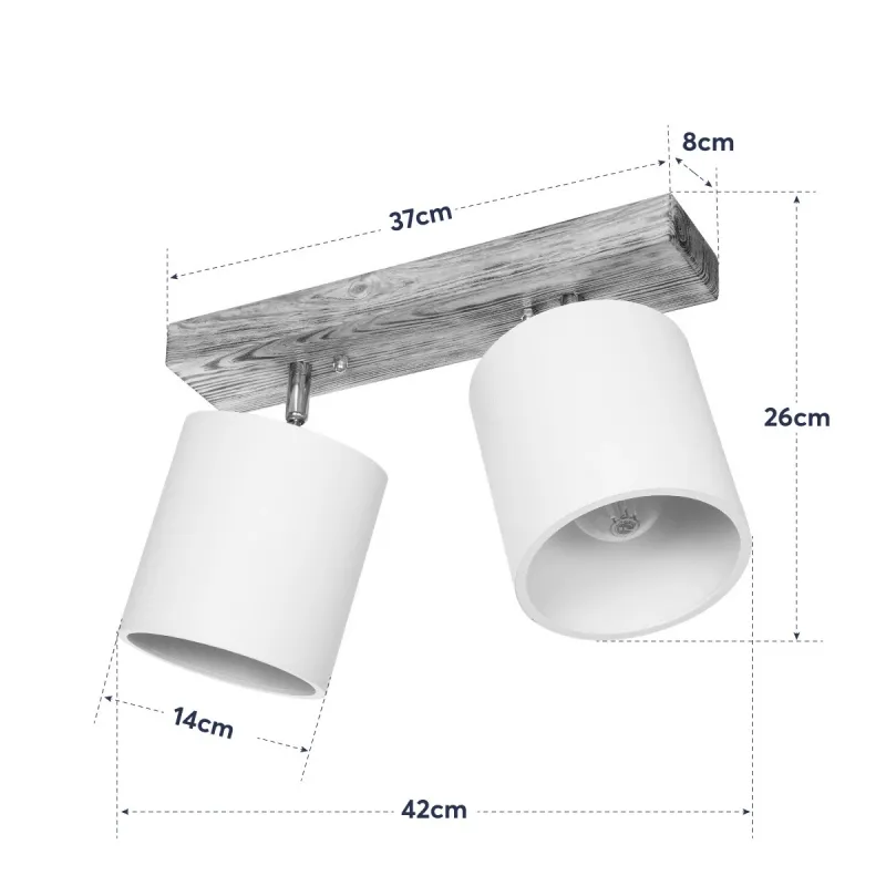 GLOBOSTAR® CUP 203-0056 Vintage Φωτιστικό Οροφής με Ντουί 2 x E27 AC 220-240V IP20 - Λευκό & Μπεζ - Μ42 x Π14 x Υ26cm