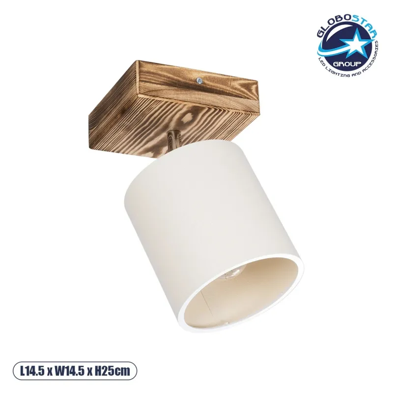 GLOBOSTAR® CUP 203-0057 Vintage Φωτιστικό Οροφής με Ντουί 1 x E27 AC 220-240V IP20 - Λευκό & Μπεζ - Μ14.5 x Π14.5 x Υ25cm GLOBOSTAR® CUP 203-0057 Vintage Φωτιστικό Οροφής με Ντουί 1 x E27 AC 220-240V IP20 - Λευκό & Μπεζ - Μ14.5 x Π14.5 x Υ25cm