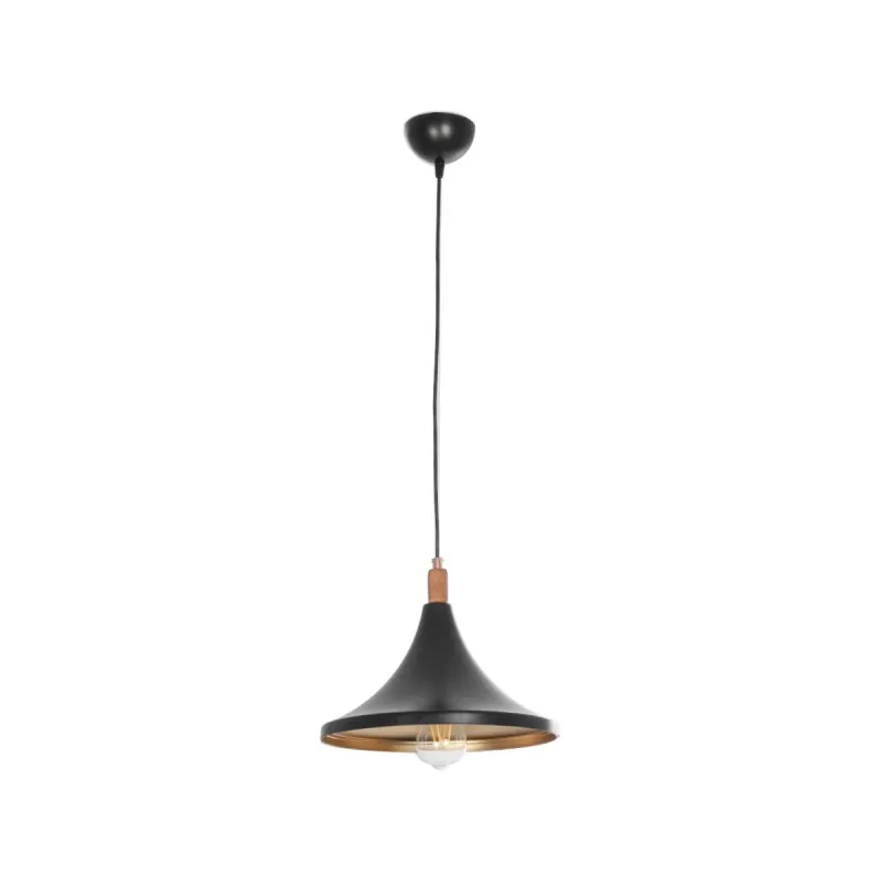 GLOBOSTAR® BELFRY 203-0077 Μοντέρνο Κρεμαστό Φωτιστικό Οροφής με Ντουί 1 x E27 AC 220-240V IP20 - Μαύρο & Χρυσό - Μ29.5 x Π29.5 x Υ22cm