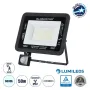 GLOBOSTAR® AURORA 61441 Προβολέας με Ανιχνευτή PIR / Αισθητήρα Κίνησης LED 50W 6250lm 120° AC 220-240V Αδιάβροχο IP67 Ψυχρό Λευκό 6000K - Lumileds SMD Chip - TÜV Rheinland Certified - Μαύρο Ματ - Μ21 x Π5 x Υ21cm - 3 Χρόνια Εγγύηση
