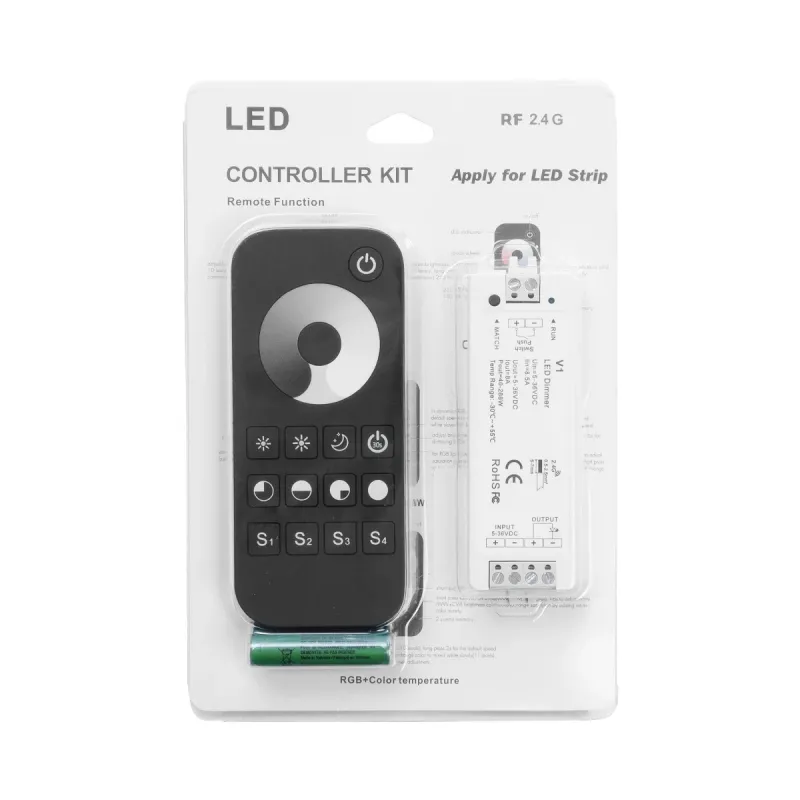 GloboStar® 73118 RT1+V1 SKYDANCE ΣΕΤ Dimmer & Ασύρματο Χειριστήριο Αφής 1 Group RF 2.4Ghz 8A Max DC 5-36V (288W) - DC 3V IP20 - 5 Χρόνια Εγγύηση