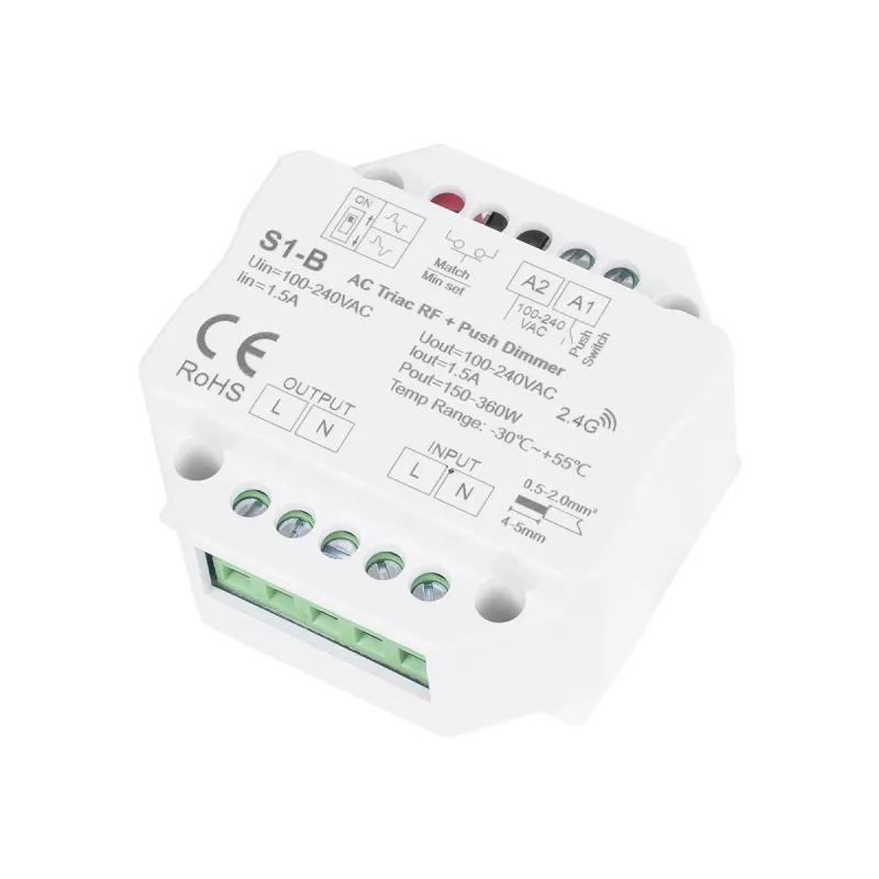 GloboStar® 73124 S1-B+R11 SKYDANCE ΣΕΤ Dimmer & Ασύρματο Χειριστήριο Αφής 1 Group RF 2.4Ghz 1.5A Max AC100-240V (360W) - DC 3V IP20 - 5 Χρόνια Εγγύηση