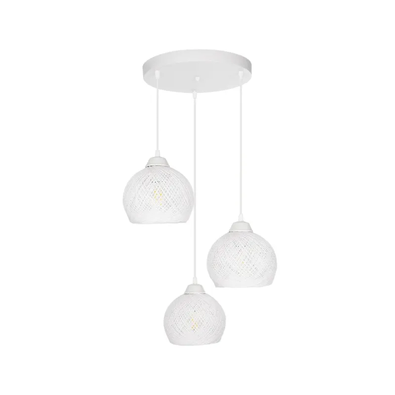 GLOBOSTAR® YASAM 203-0023 Vintage Κρεμαστό Φωτιστικό Οροφής με Ντουί 3 x E27 AC 220-240V IP20 - Λευκό - Μ42 x Π42 x Υ54cm