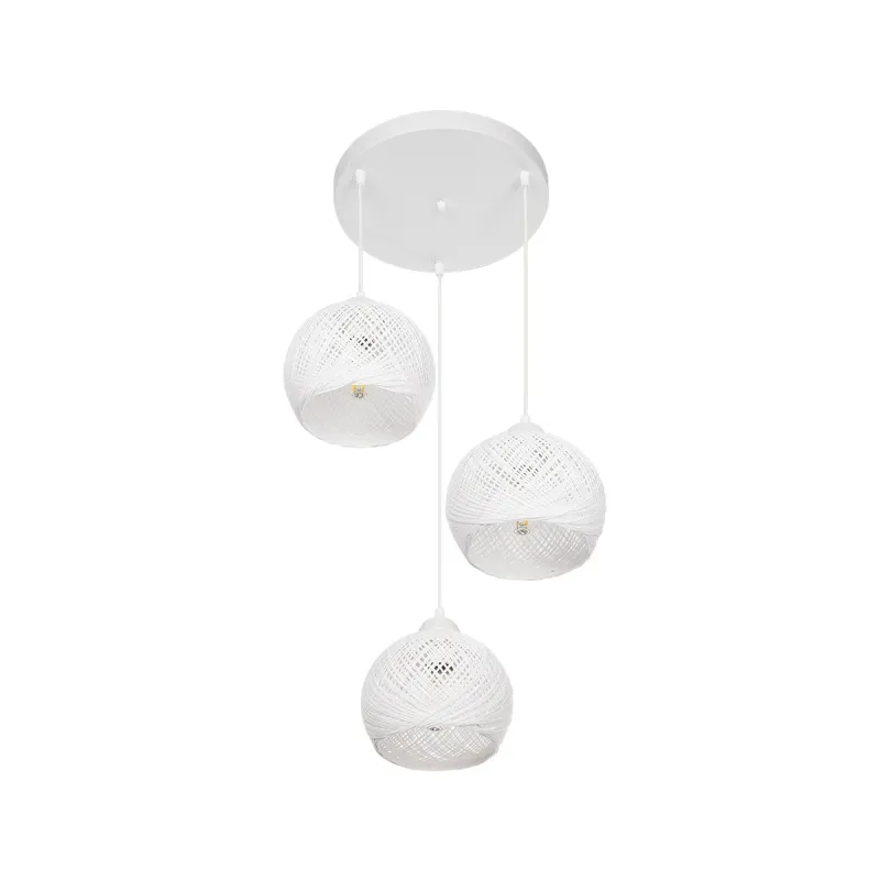 GLOBOSTAR® YASAM 203-0023 Vintage Κρεμαστό Φωτιστικό Οροφής με Ντουί 3 x E27 AC 220-240V IP20 - Λευκό - Μ42 x Π42 x Υ54cm