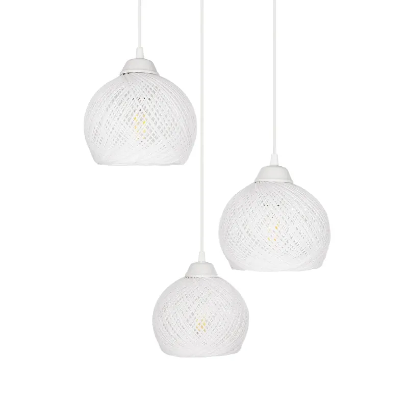 GLOBOSTAR® YASAM 203-0023 Vintage Κρεμαστό Φωτιστικό Οροφής με Ντουί 3 x E27 AC 220-240V IP20 - Λευκό - Μ42 x Π42 x Υ54cm