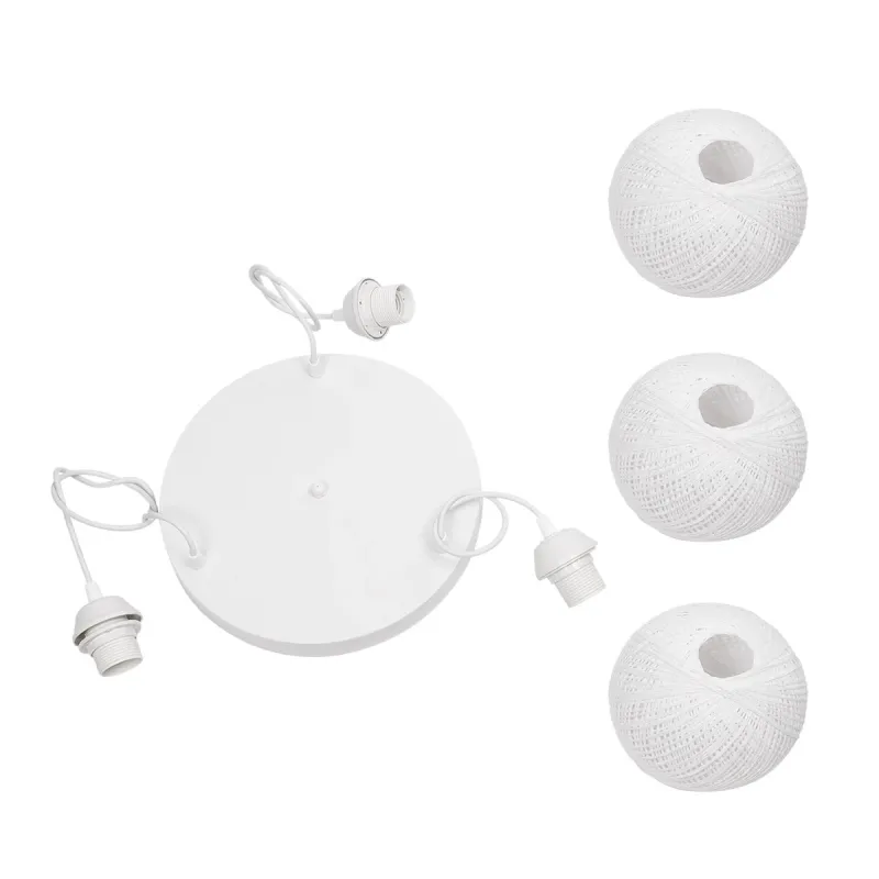 GLOBOSTAR® YASAM 203-0023 Vintage Κρεμαστό Φωτιστικό Οροφής με Ντουί 3 x E27 AC 220-240V IP20 - Λευκό - Μ42 x Π42 x Υ54cm