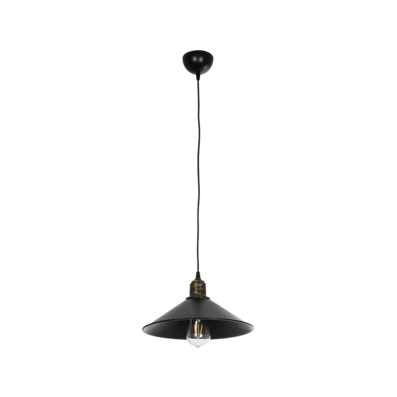 GLOBOSTAR® FERRO 203-0082 Μοντέρνο Κρεμαστό Φωτιστικό Οροφής με Ντουί 1 x E27 AC 220-240V IP20 - Μαύρο & Μπρούτζινο - Μ30 x Π30 x Υ15cm