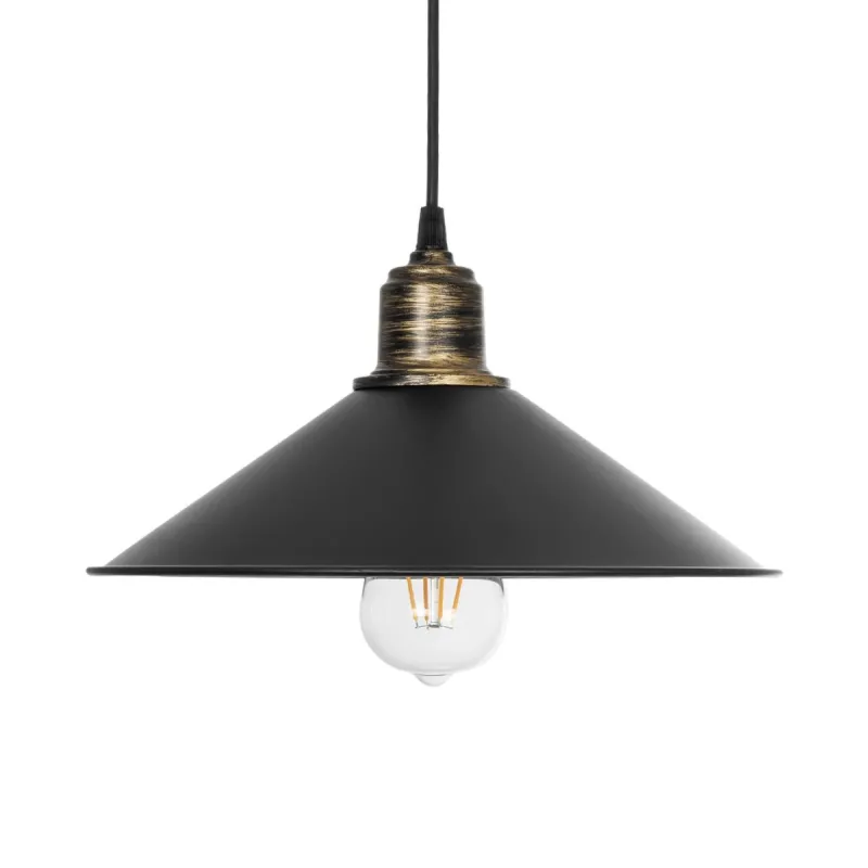 GLOBOSTAR® FERRO 203-0082 Μοντέρνο Κρεμαστό Φωτιστικό Οροφής με Ντουί 1 x E27 AC 220-240V IP20 - Μαύρο & Μπρούτζινο - Μ30 x Π30 x Υ15cm
