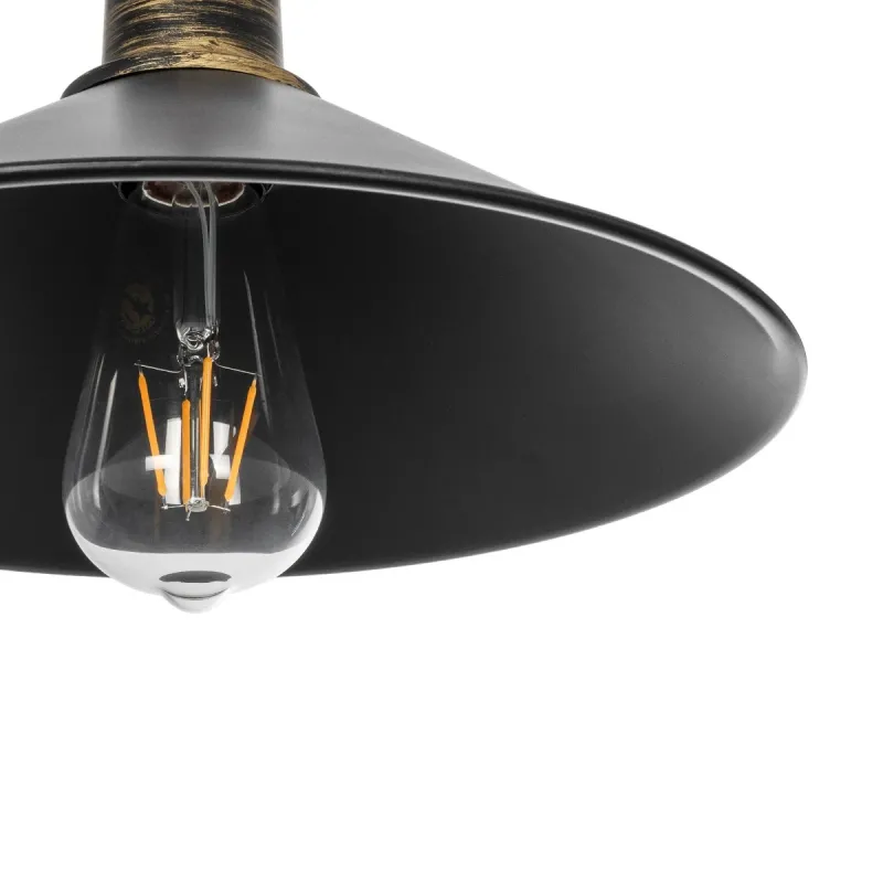 GLOBOSTAR® FERRO 203-0082 Μοντέρνο Κρεμαστό Φωτιστικό Οροφής με Ντουί 1 x E27 AC 220-240V IP20 - Μαύρο & Μπρούτζινο - Μ30 x Π30 x Υ15cm