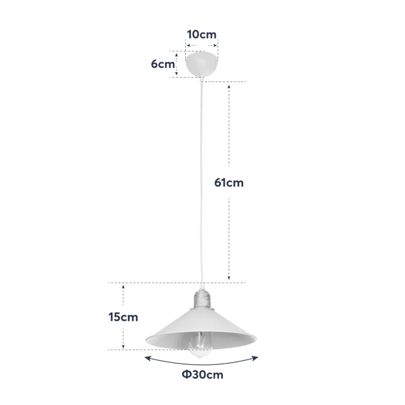 GLOBOSTAR® FERRO 203-0083 Μοντέρνο Κρεμαστό Φωτιστικό Οροφής με Ντουί 1 x E27 AC 220-240V IP20 - Λευκό & Χρυσό - Μ30 x Π30 x Υ15cm