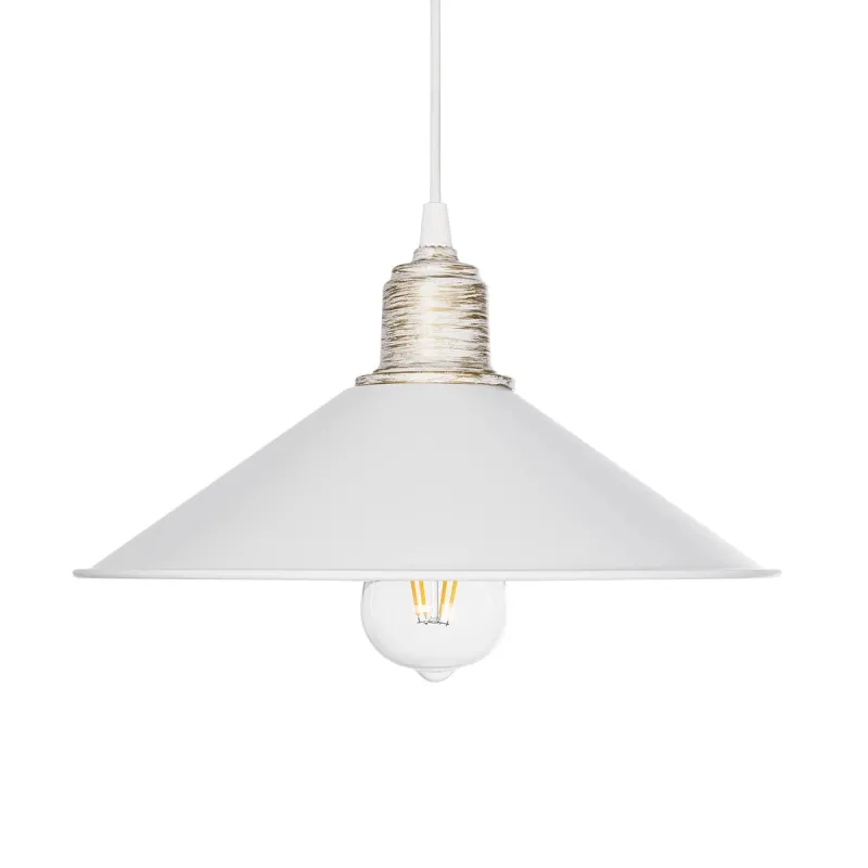 GLOBOSTAR® FERRO 203-0083 Μοντέρνο Κρεμαστό Φωτιστικό Οροφής με Ντουί 1 x E27 AC 220-240V IP20 - Λευκό & Χρυσό - Μ30 x Π30 x Υ15cm