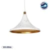 GLOBOSTAR® MARBLE 203-0098 Μοντέρνο Κρεμαστό Φωτιστικό Οροφής με Ντουί 1 x E27 AC 220-240V IP20 - Λεύκο & Χρυσό - Μ30 x Π30 x Υ20cm